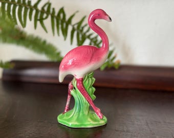 Mid-Century Pink Flamingo Figurine Hand-Painted