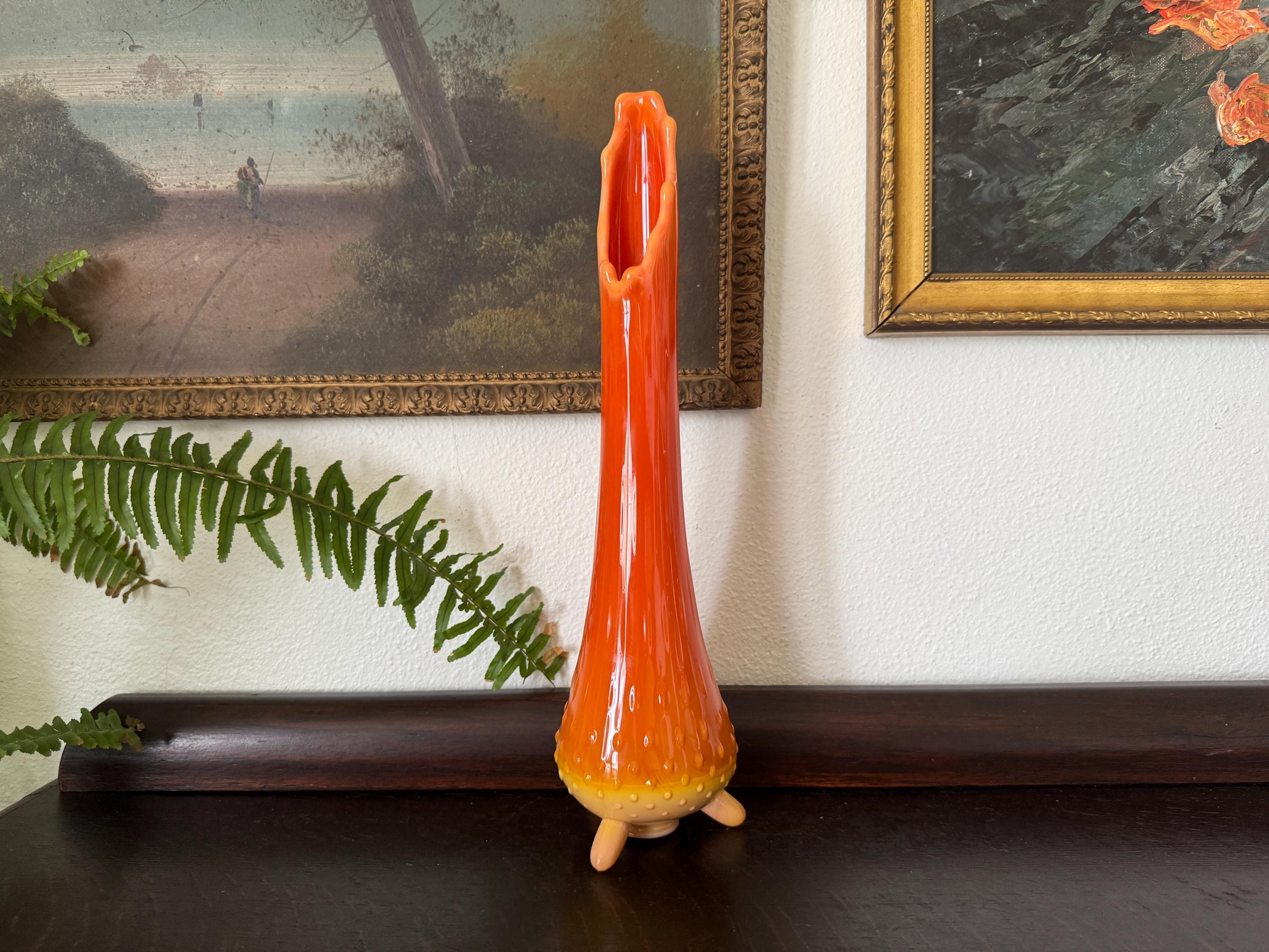 Vintage L.E. Smith Bittersweet 3-toe Hobnail Swung Glass Vase - Etsy