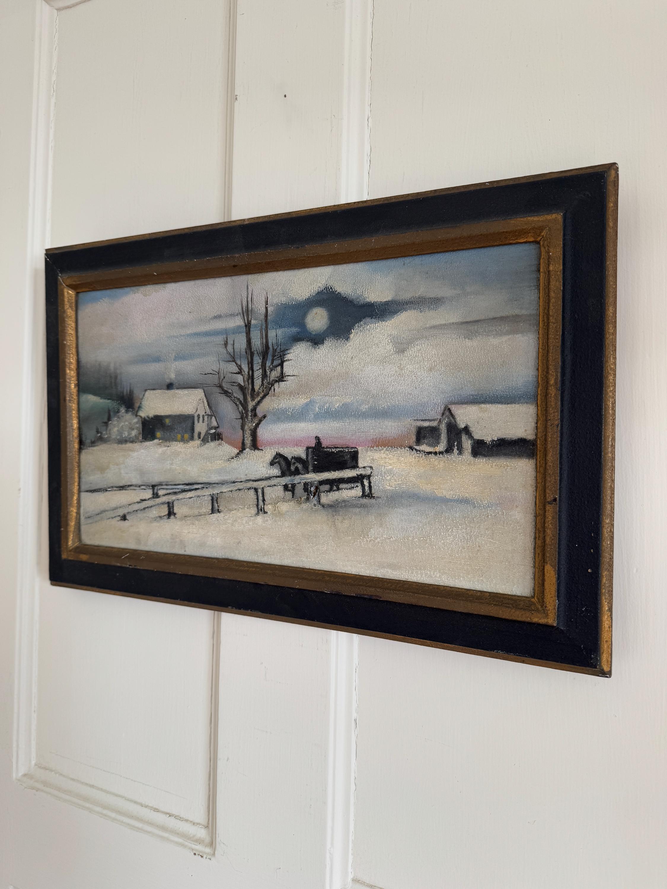 Antique Americana Folk Art Painting Antique Primitive Landscape ...