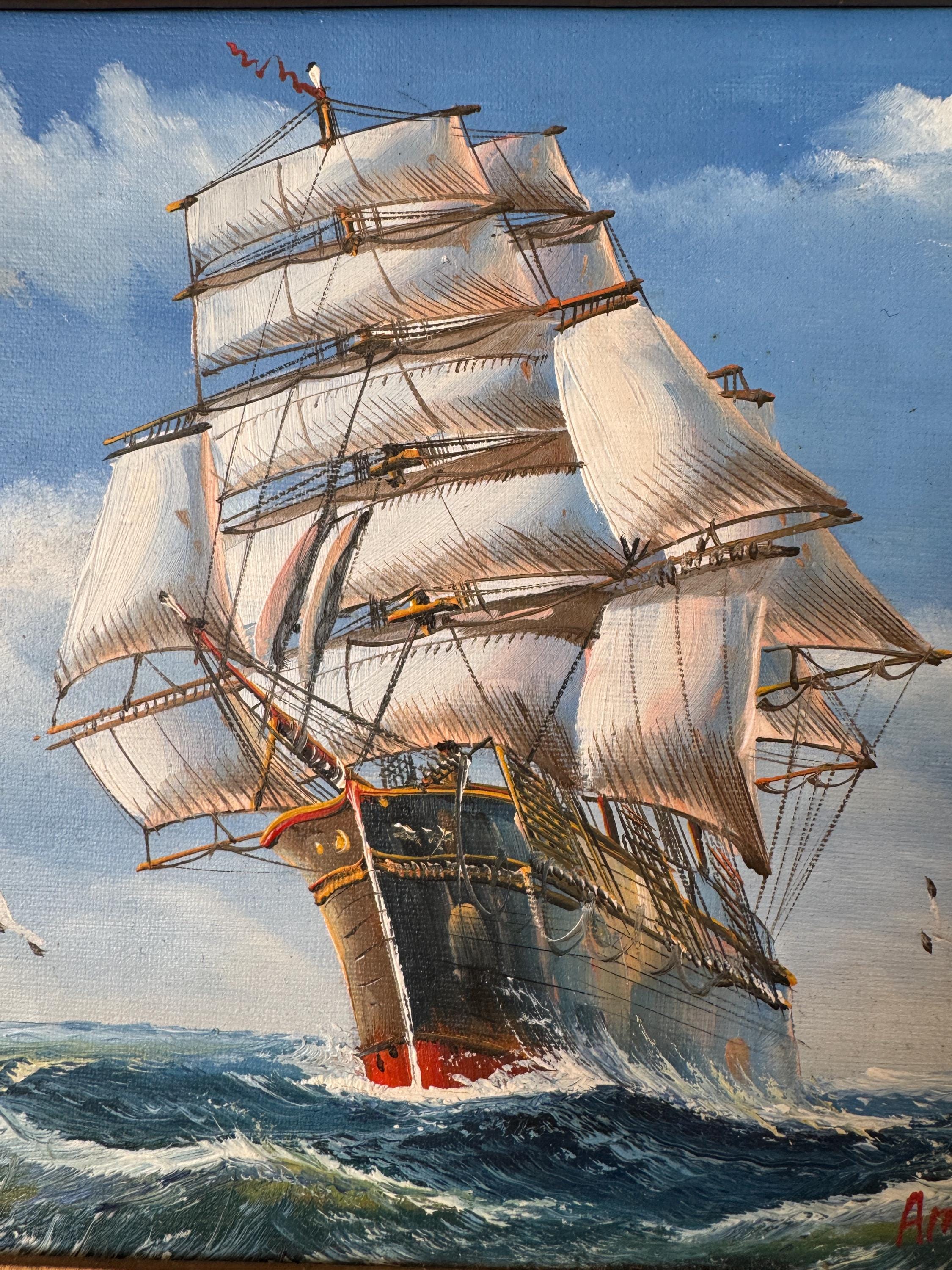 油彩画 帆船 海景画 AMBROSEサイン入り 額装　模写 il_fullxfull.6518420920_ez74.jpg