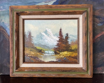 Vintage Framed Mountain Landscape Painting Vintage Mid Century Mountain Painting Vintage Mountain Scene Vintage Mountain Lake Painting