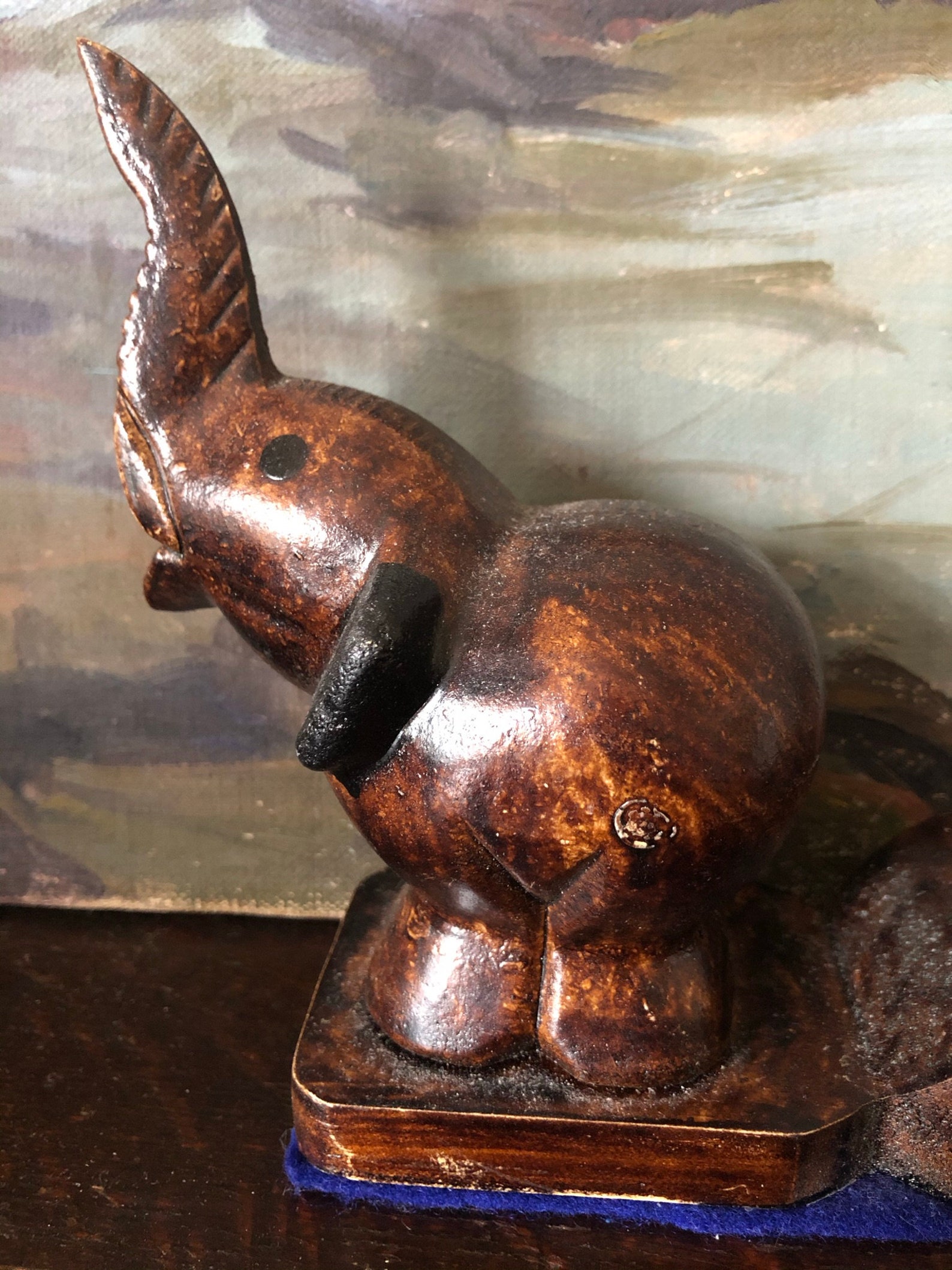 Vintage Wooden Elephant Door Stop Vintage Elephant Door Stop Etsy