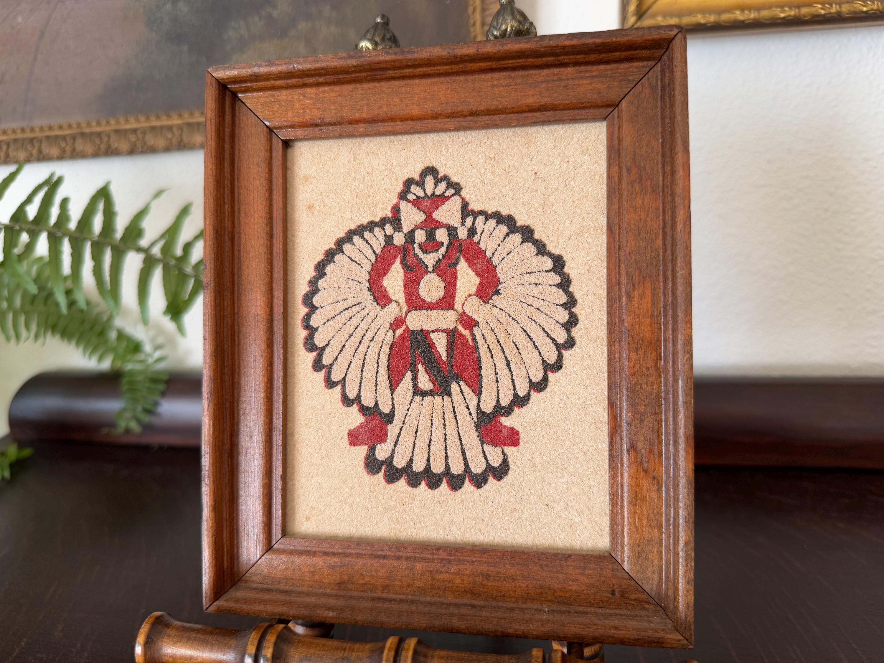 Vintage Zuni Wing Knife Man Sand Painting Framed - Etsy 日本