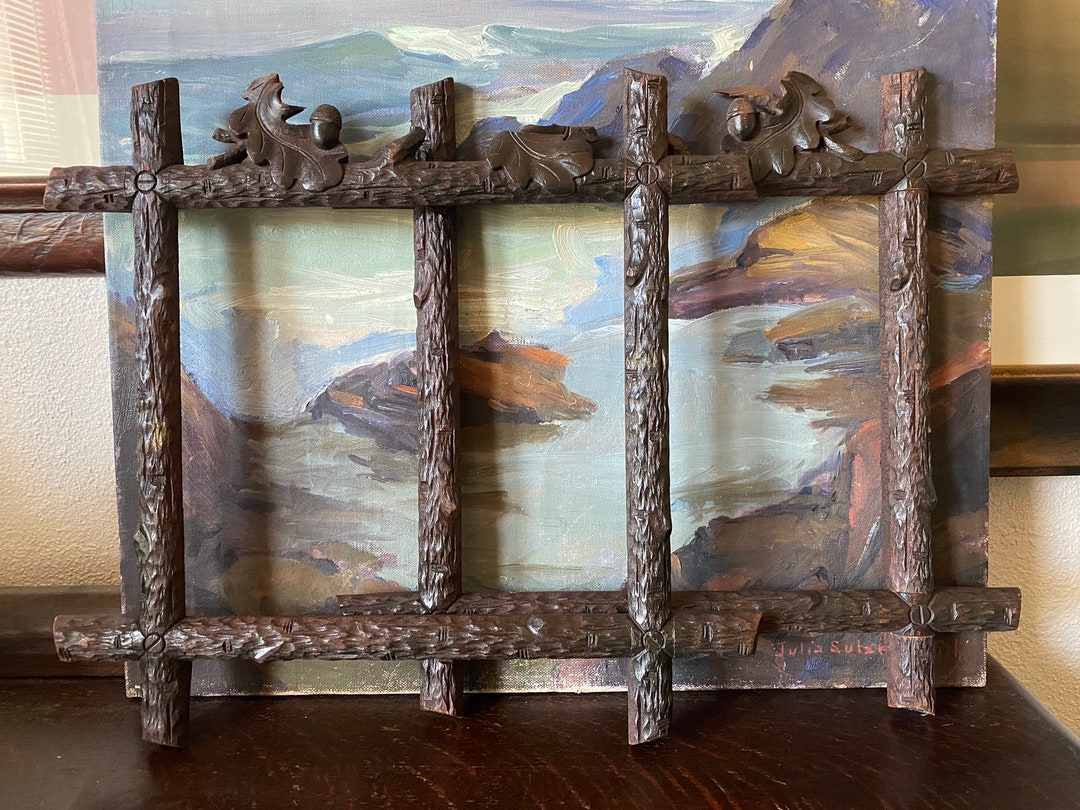 Vintage Carved Wood Folk Art Frames Vintage Adirondack Frames Etsy