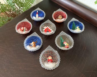 Mid-Century Diorama Christmas Ornament Set of 8