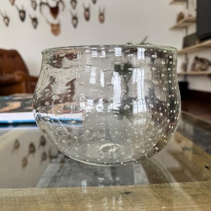 Vintage Bullicante Glass Bowl Vintage Hand Blown Controlled Bubble Glass Bowl Vintage Italian Art Glass Vase Vintage Bullicante Glass Bowl