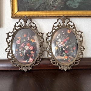 2 Vintage Italian Florentine Frames Vintage Made in Italy Vintage Italian Florentine Frame Pair Vintage Italian Ornate Cast Metal Frame Pair