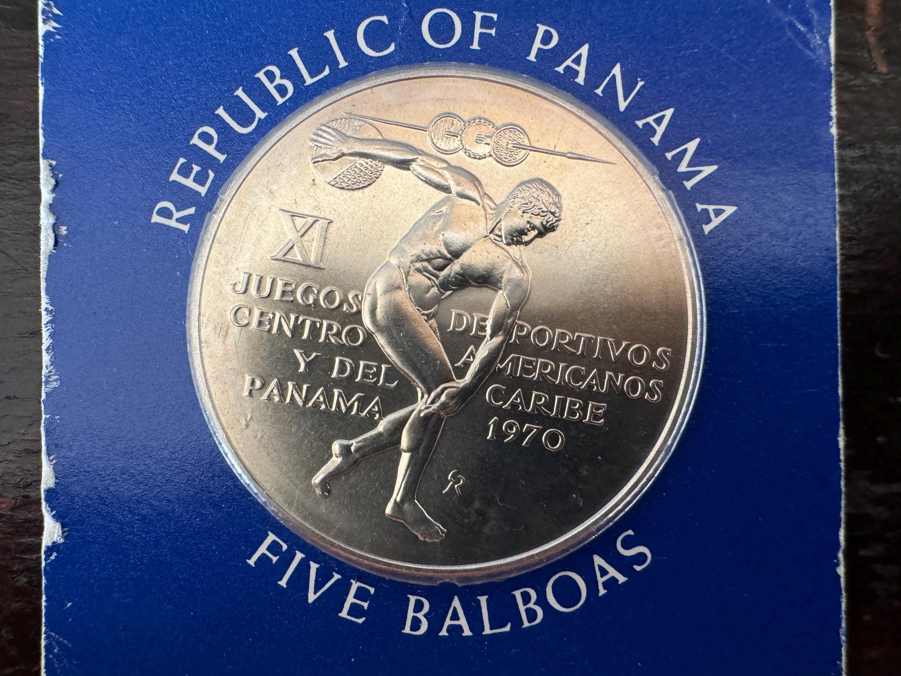 2767【パナマ】1970年5BALBOAS 大型銀貨 パナマ5バルボア銀貨 1970年 UNC/未使用 - ワタナベコイン