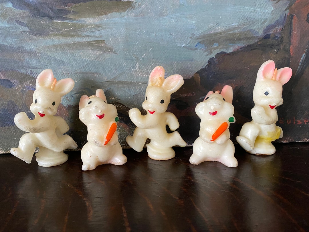 Vintage 1950s Gurley Easter Bunny Candles Set Vintage 1950s Gurley