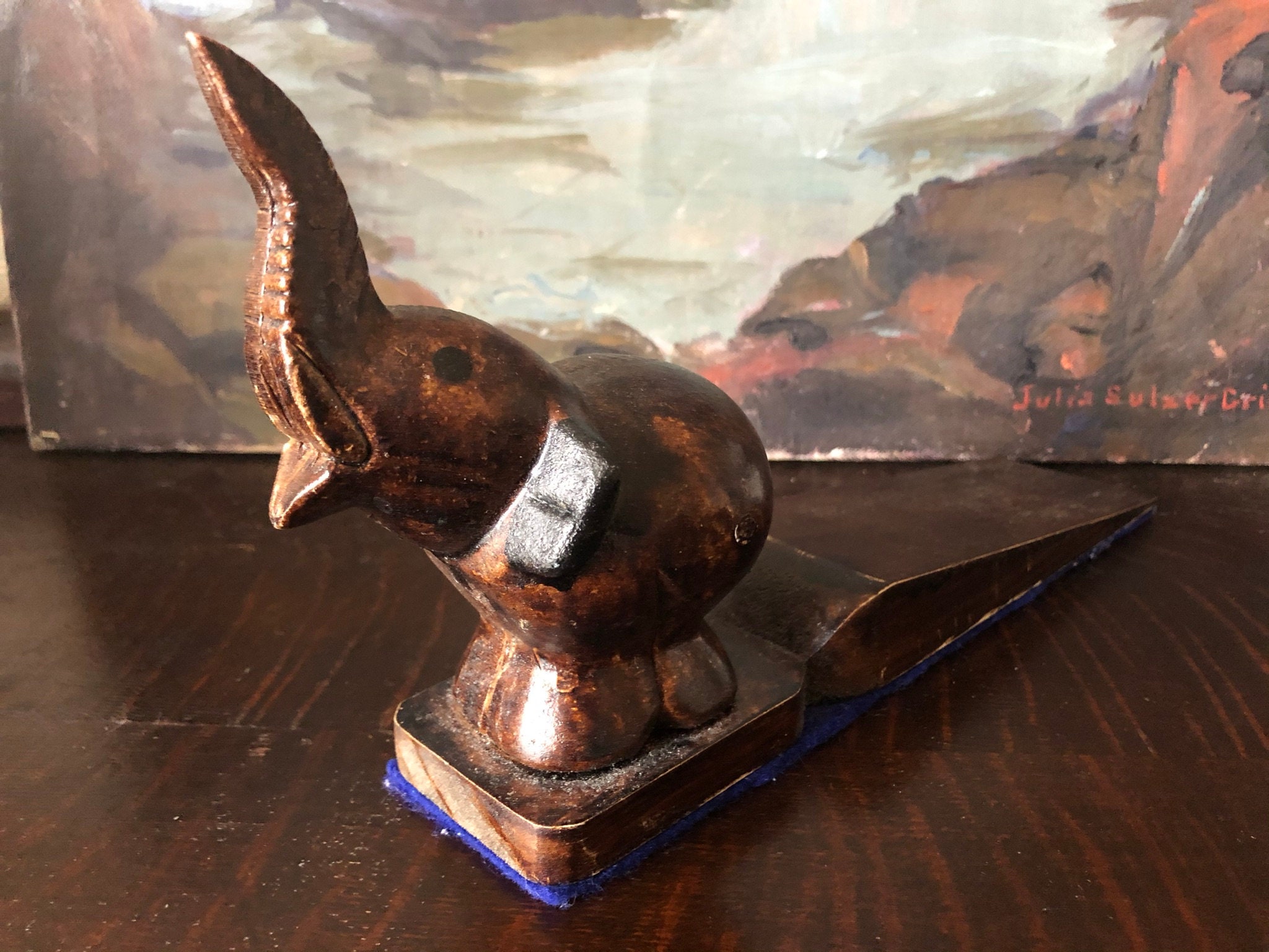 Vintage Wooden Elephant Door Stop Vintage Elephant Door Stop Etsy