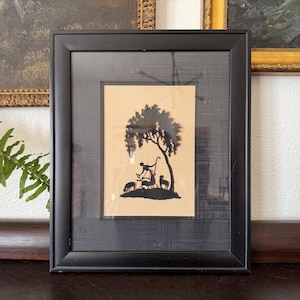 Vintage Scherenschnitte Cut Paper Art Vintage Cut Paper Wall Art Vintage Shepardess with Flock Cut Paper Art Vintage Cut Paper Silhouette
