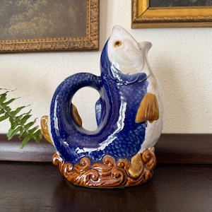 Vintage Hand-Painted Gurgle Fish Glug Jug Gluggle Pitcher Vase