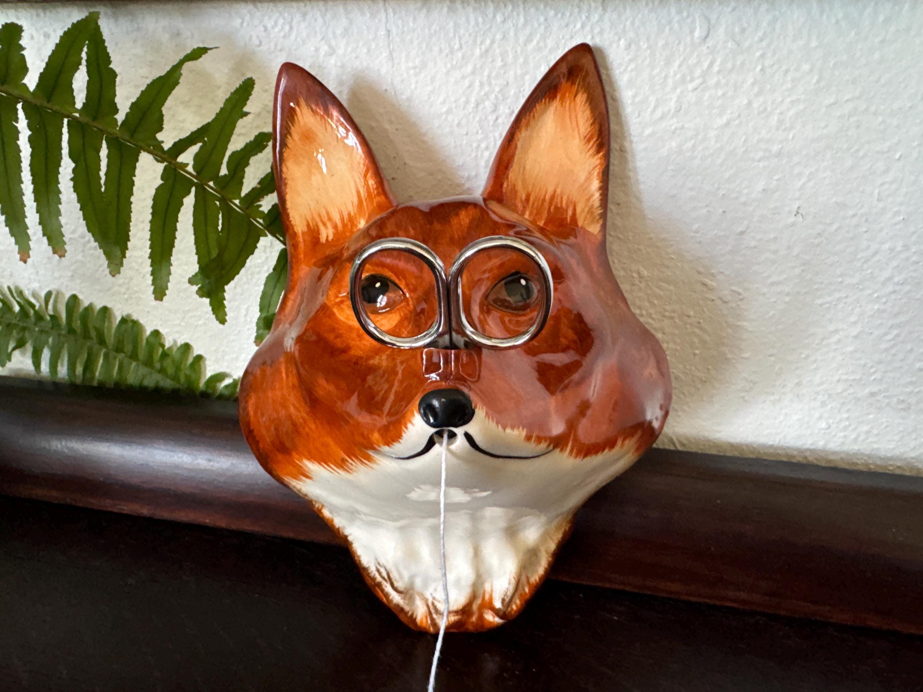 Vintage 1940s English Babbacombe Pottery Fox Head String Holder #2