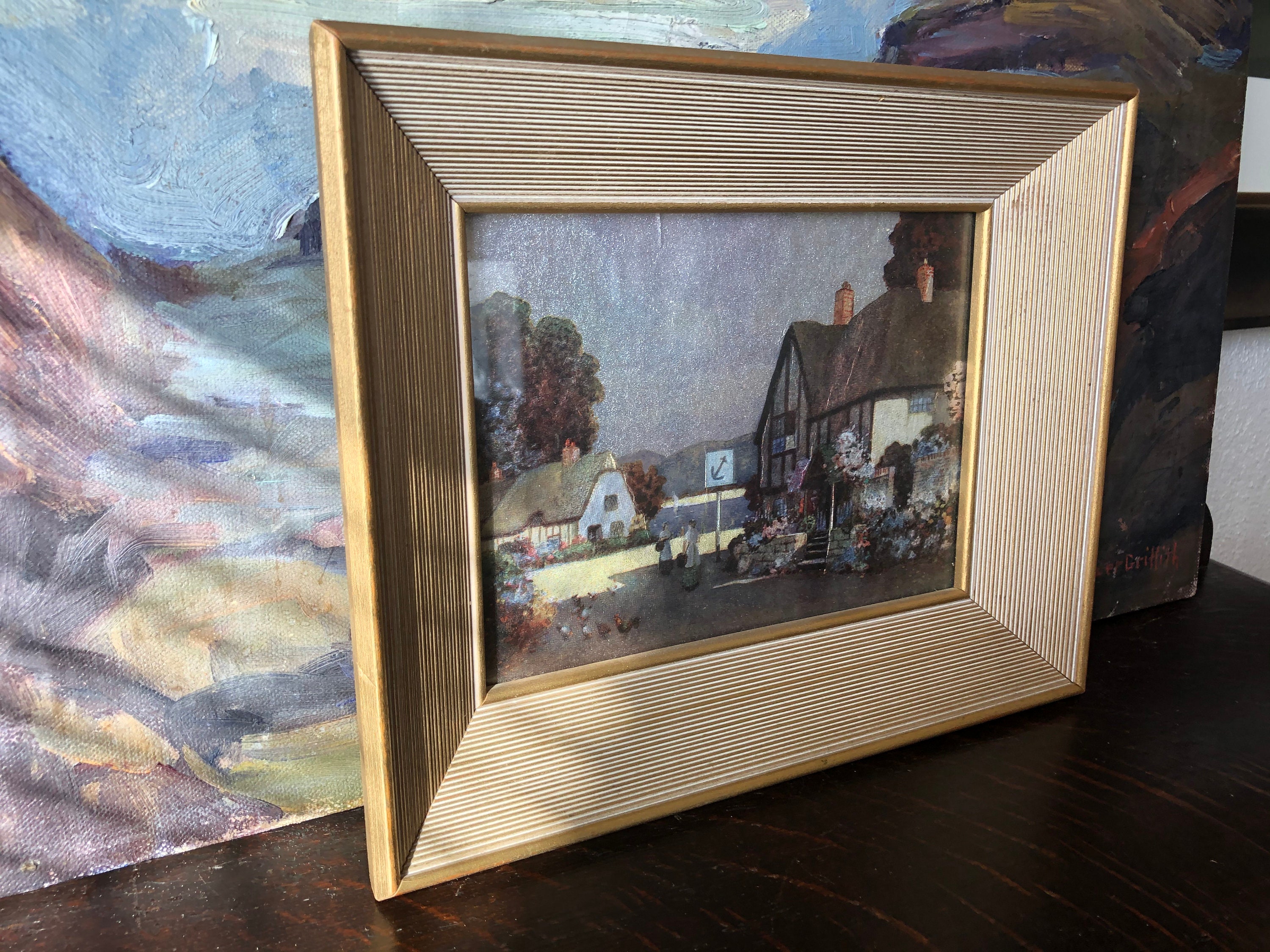 Vintage Ernest Uden Foil Art Print The Anchor Inn Village Etsy