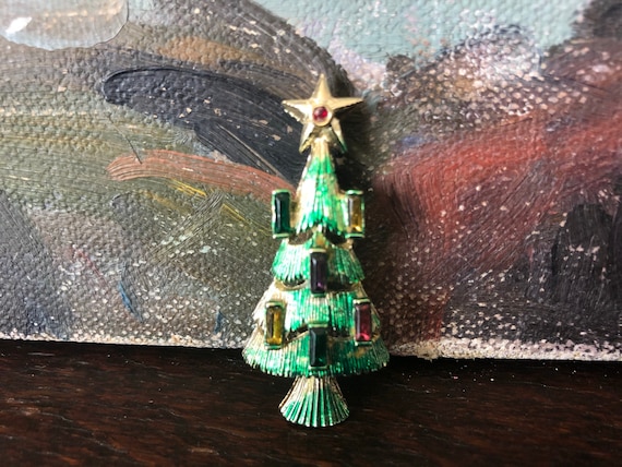 Vintage Baguette Rhinestone Candles Christmas Tre… - image 1