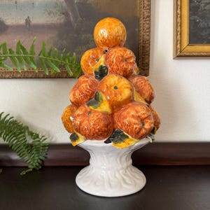 アンティーク置物（ITALI製） Mid-century Italian Capodimonte Orange Topiary Fruit Decor - Etsy