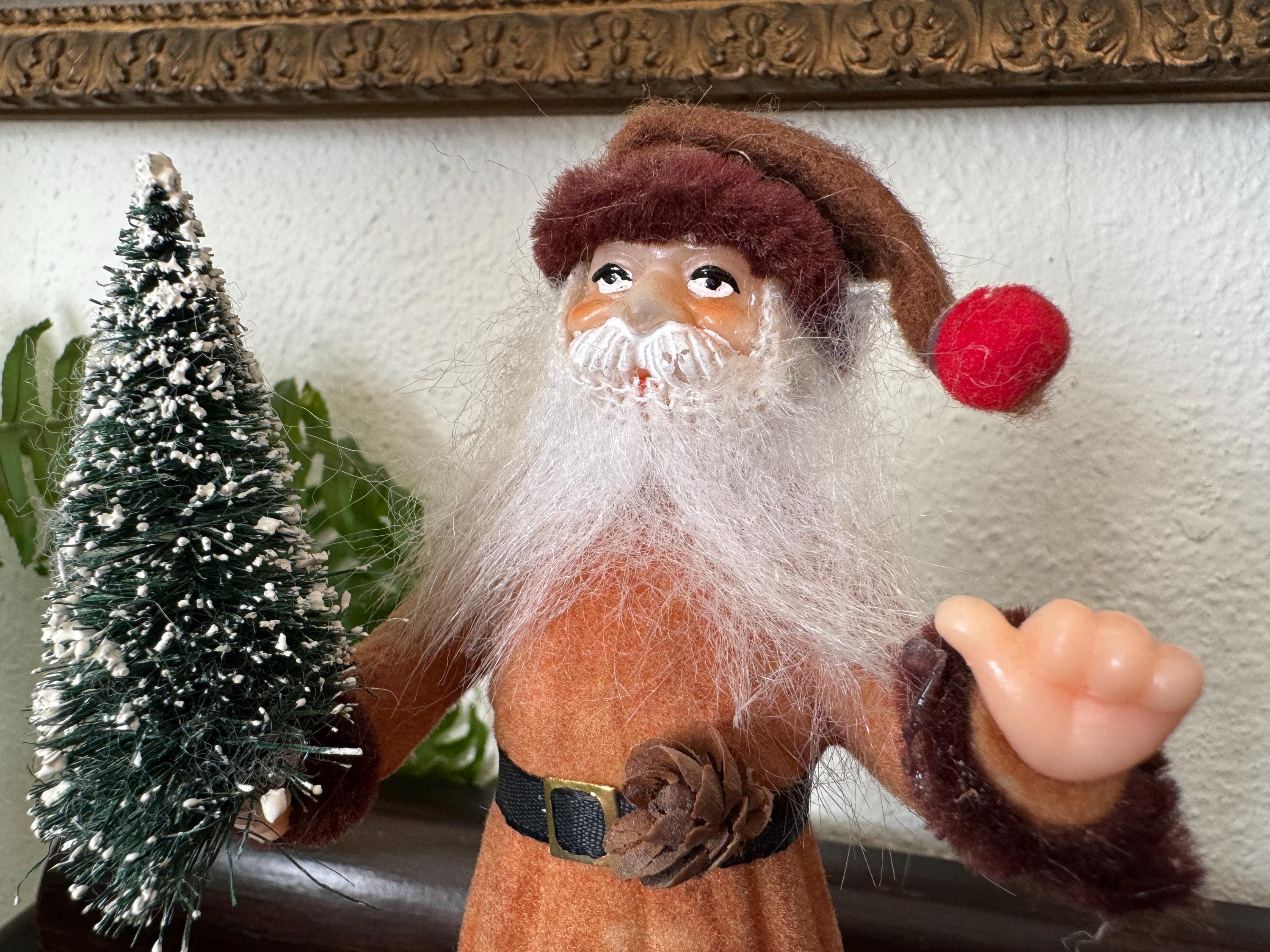 Vintage Belsnickle Santa With Bottle Brush Trees Vintage