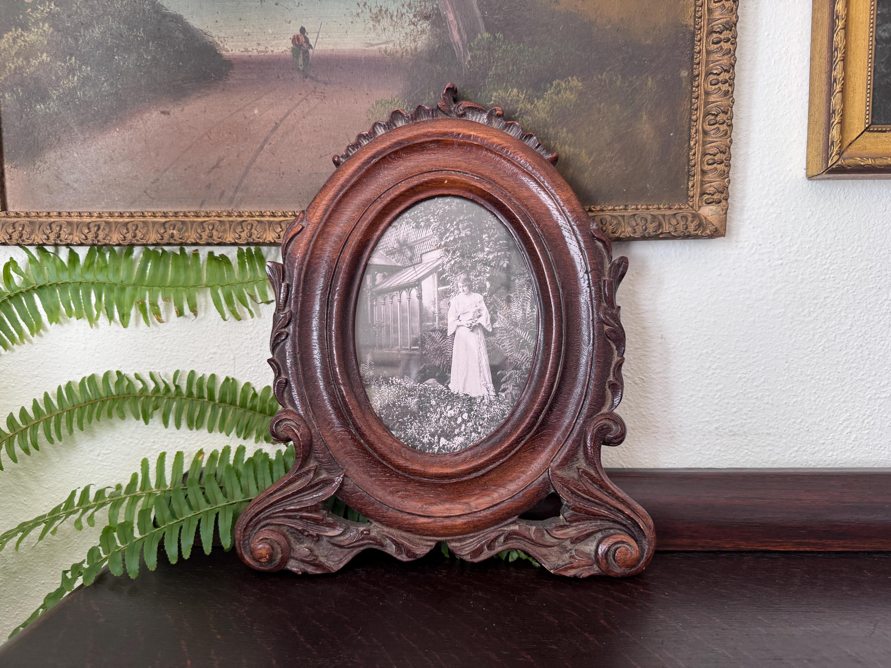 Vintage Dark Wood Carved Picture Frame - Etsy