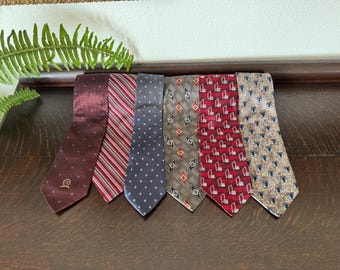 Vintage 60s-90s Silk Patterned Men's Necktie Collection of 6