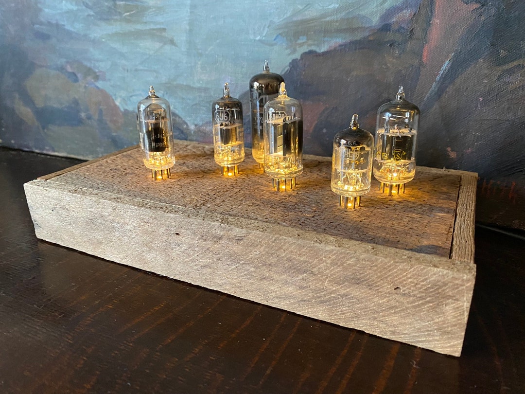 Salvaged Wood Vacuum Tube Light Steampunk Vacuum Tube Light Etsy