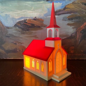 Vintage Celluloid Light Up Church Vintage Christmas Church Lamp Vintage Lighted Church Vintage Christmas Cathedral Light Vintage Chapel Lamp