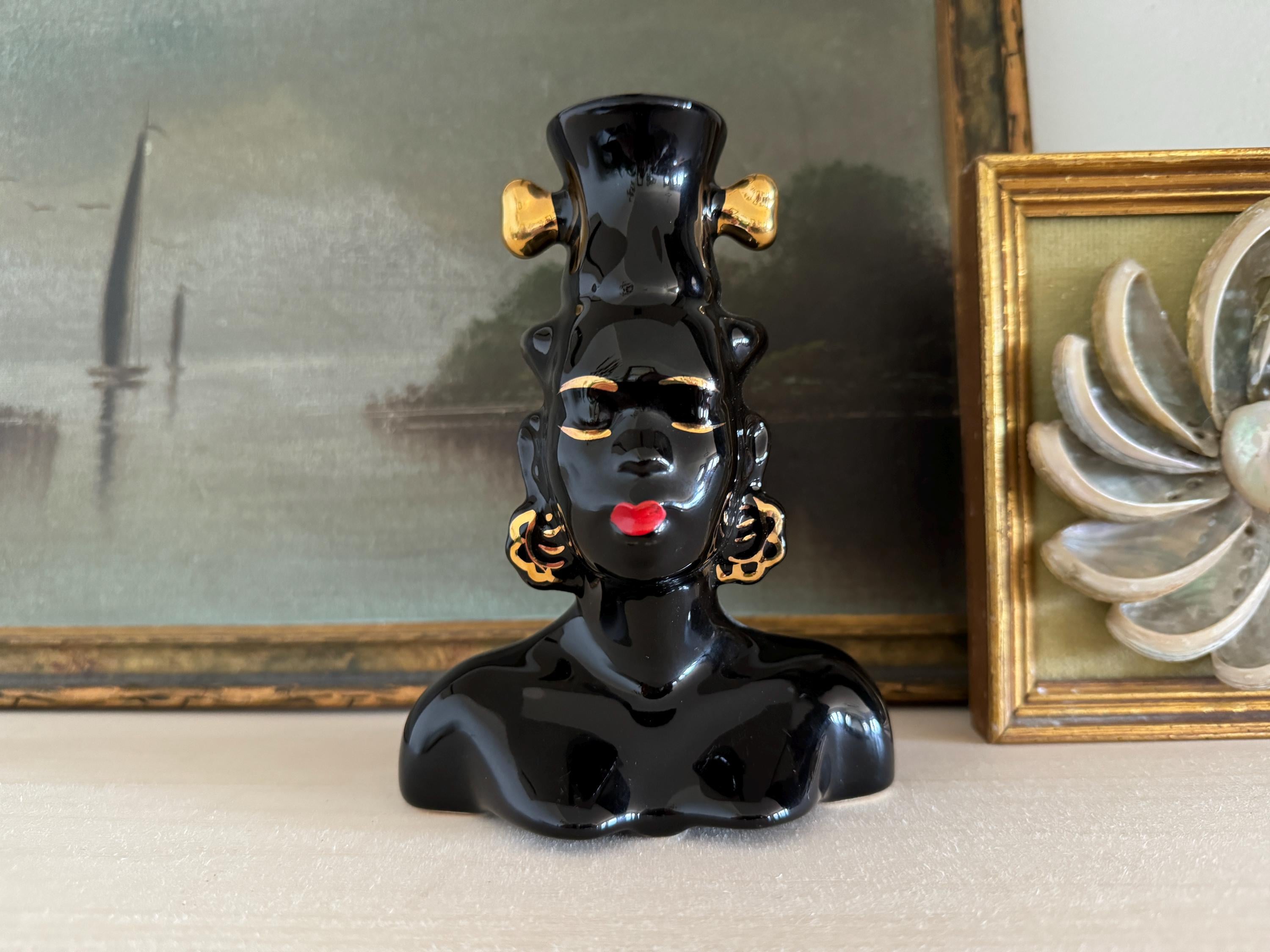 USA 50s フラワーベース 黒人 花瓶 置物 Black Lady Head Vase - Etsy