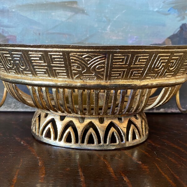 Vintage Trader Vic's Tiki Gold Gilt Bowl Vintage Trader Vic Tiki Metal Bowl Vintage Gold Gilt Tiki Bowl Vintage Tiki Decor Vintage Tiki Bar