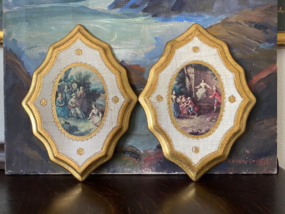 Vintage Italian Wall Art Vintage Wood Plaque Picture Vintage Florentine ...