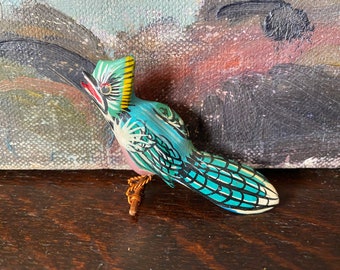 Vintage Hand Carved Wooden Blue Jay Bird Brooch Vintage Takahashi Style Brooch Vintage Takahashi Style Blue Jay Vintage Novelty Bird Brooch