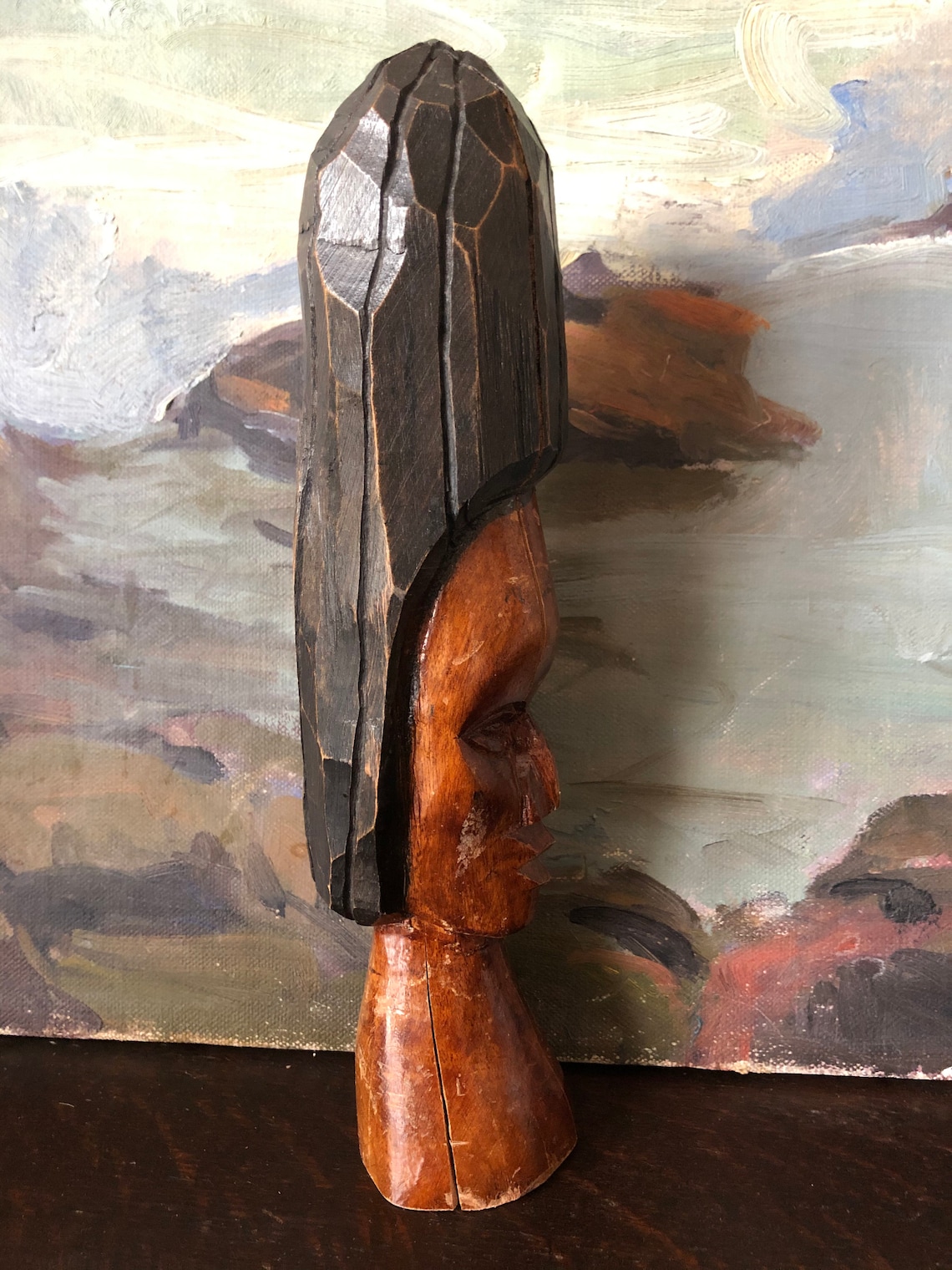 Vintage Jamaican Wood Carving Tiki Head Vintage Folk Art Hand Etsy