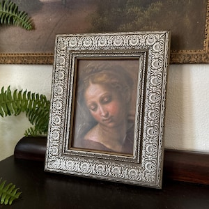 Vintage Rococo Style Silver Embossed Picture Frame Vintage Embossed Silver Wood Photo Frame Vintage Ornate Silver Wood Picture Frame
