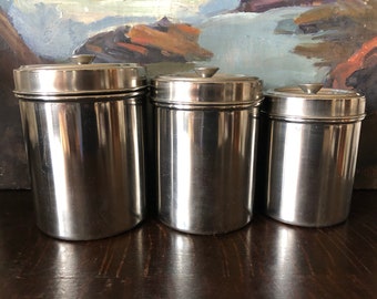 Vintage Aluminum Kitchen Canister Set Vintage Mid Century Modern Graduated Canisters Vintage Aluminum Canister Set Vintage Kitchen Decor