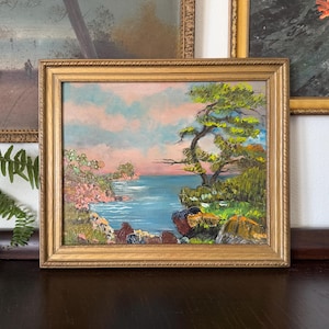 Vintage &quot;Lone Cypress&quot; Impasto Oil Palette Painting Vintage Plein Air Painting California Vintage Monterey Vintage 17 Mile Drive Monterey
