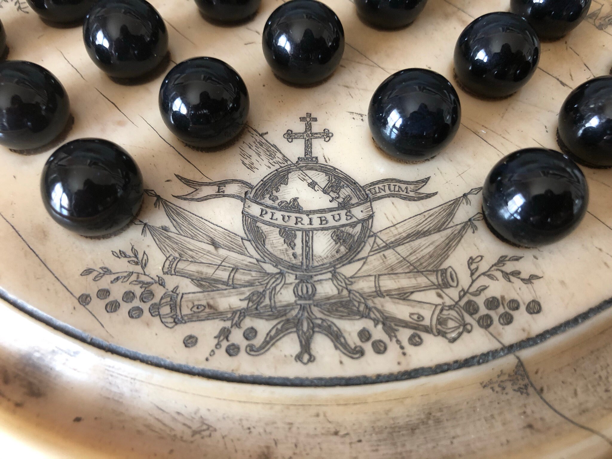 Vintage Faux Scrimshaw Solitaire Chinese Checker Board Vintage | Etsy