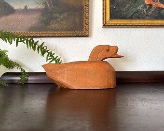 Vintage Hand-Carved Wooden King Eider Duck Decoy Sculpture