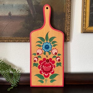 Vintage Folk Art Wooden Cutting Board Vintage Russian Folk Art Wood Cutting Board Vintage Polish Tole Cutting Board Vintage Folk Art Tole