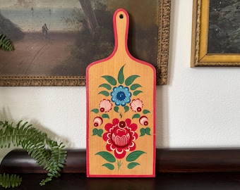 Vintage Hand-Painted Folk Art Wooden Cutting Board