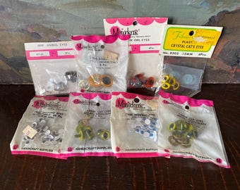 Vintage Mangelsen's Moving Eyes Set: Owl, Cat, Animal Craft Supplies