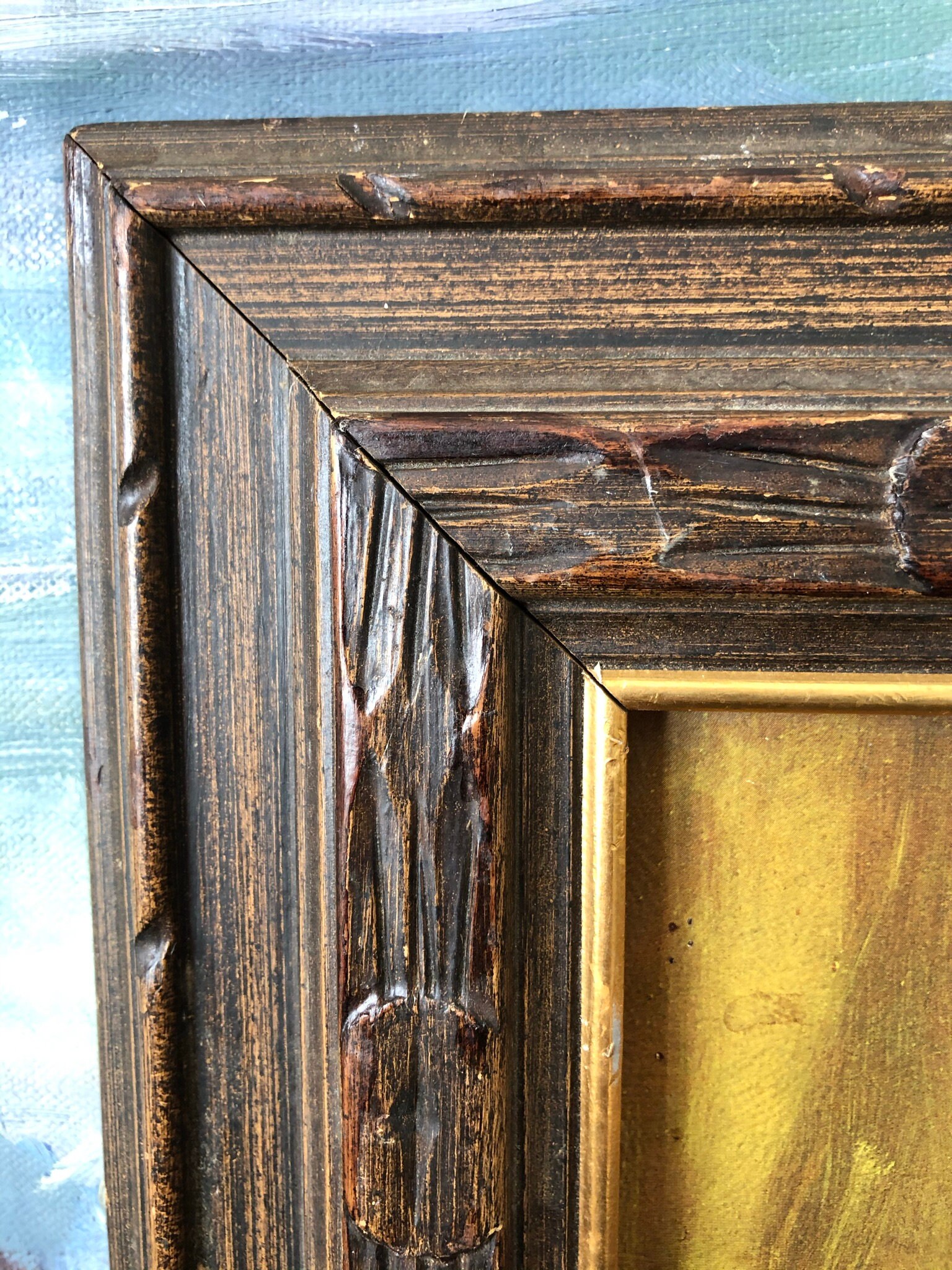 Vintage Carved Wood Frame Vintage Primitive Wood Picture Frame Etsy