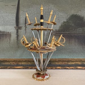 Vintage Toledo Spain Cocktail Sword Set of 12 Vintage Toledo Spain Cocktail Pick Set Vintage Spanish 1960s Toledo Cocktail Swords & Stand