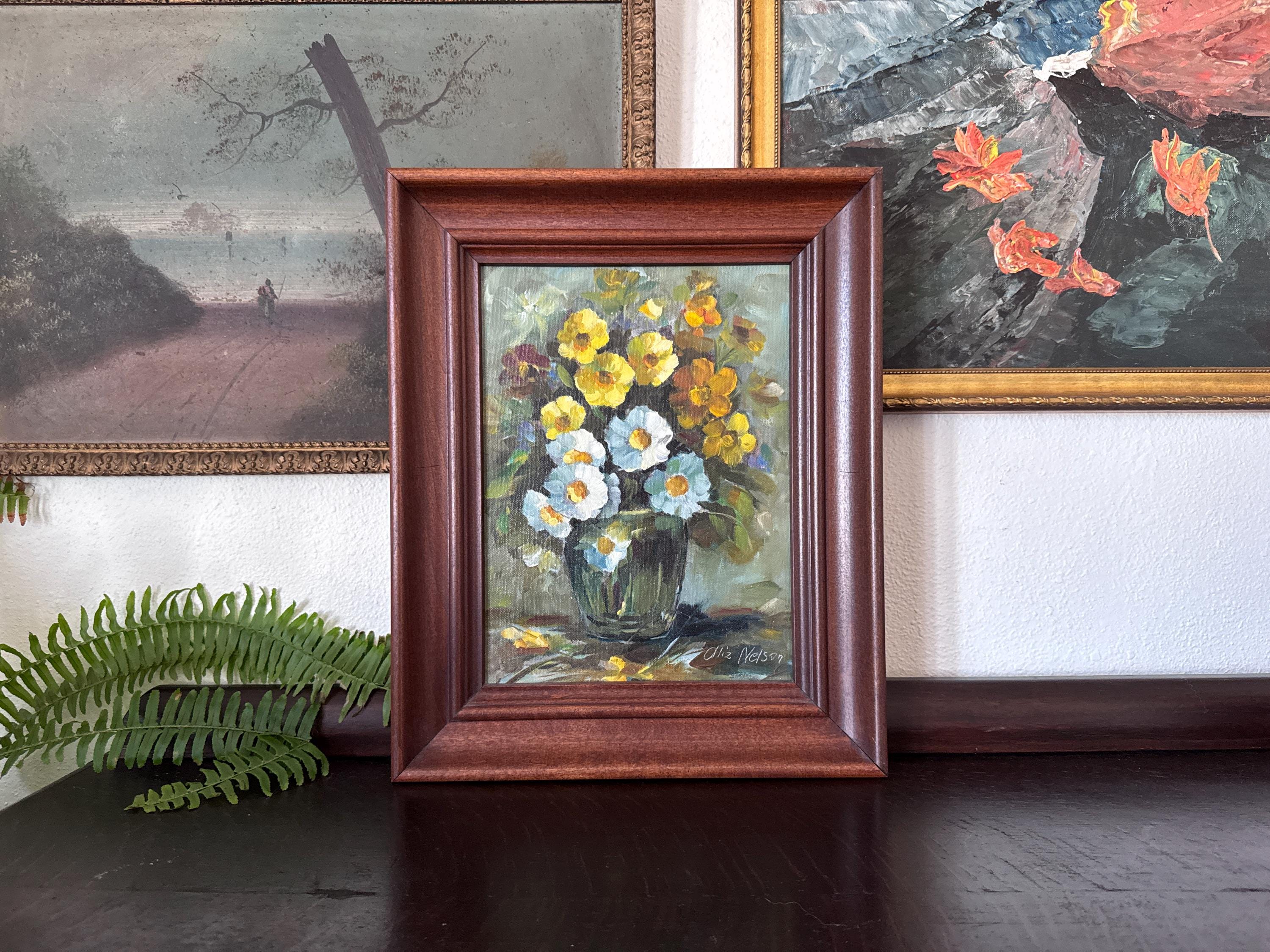 Mid-20th Century Anemones Floral Still Life Oil Painting Framed - Etsy