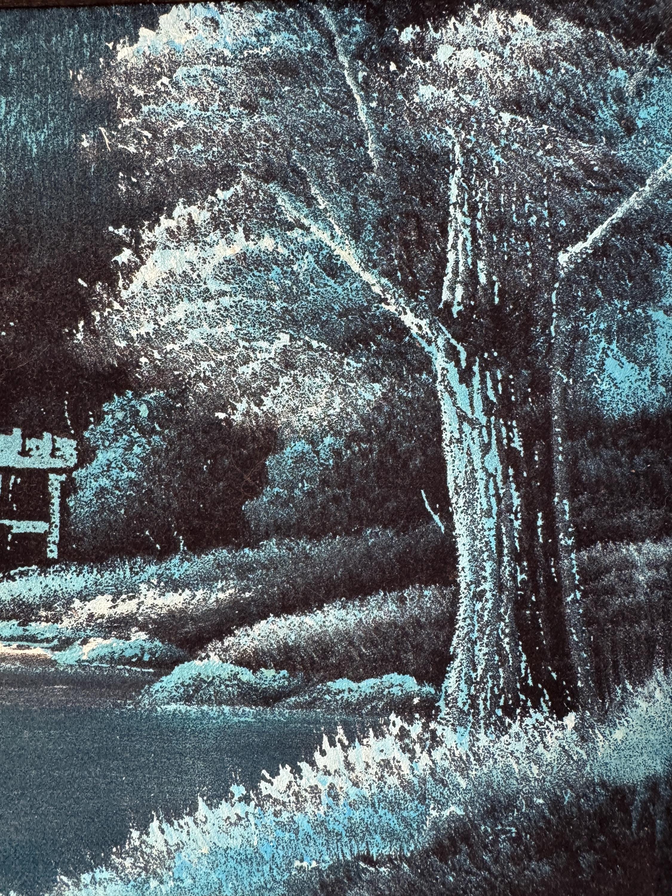 Mid-century Evening Landscape Black Velvet Painting Framed - Etsy