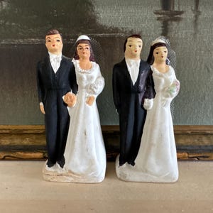 Vintage Twin Bride and Groom Wedding Cake Topper Vintage 1930s-40s Wedding Cake Toppers Vintage Twin Cake Toppers Vintage Cake Topper Pair