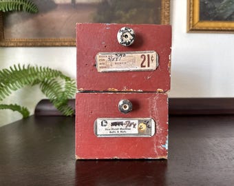 Vintage Handmade Industrial Workshop Hardware Store Storage Drawer Pair