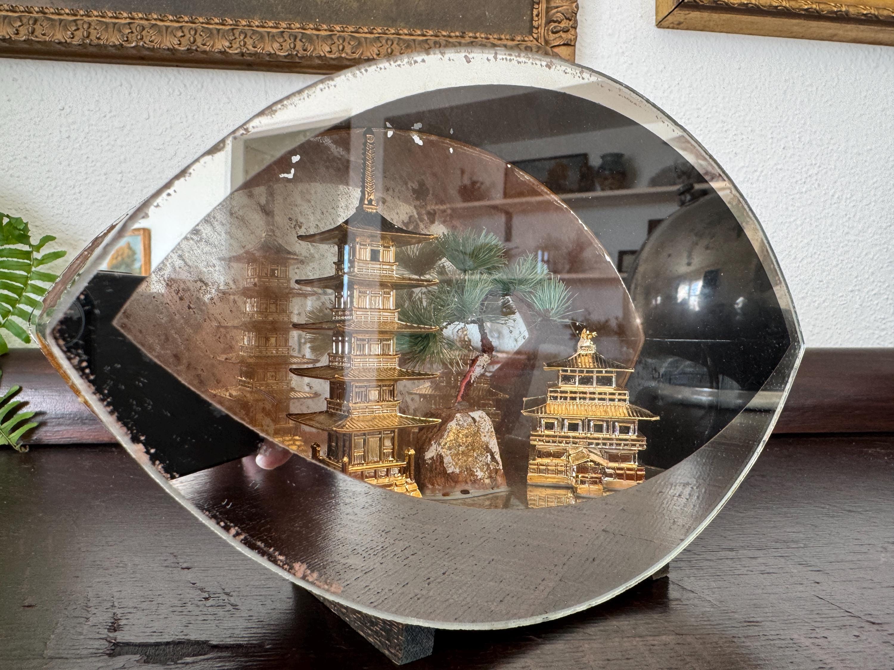 Vintage Mirrored Pagoda Diorama: Footed Japanese Shadow Box - Etsy