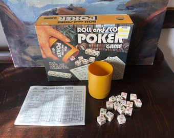 Vintage Complete Roll and Score Poker Game Vintage Lowe Milton Bradley Poker Game Vintage Poker Game Vintage Dice Game Vintage Board Game