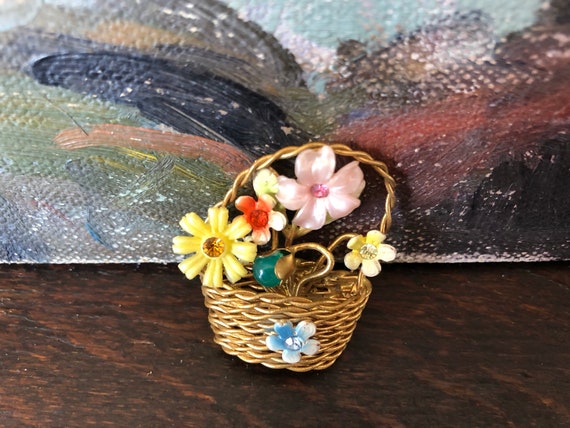 Vintage Austrian Flower Basket Brooch Vintage Aus… - image 4