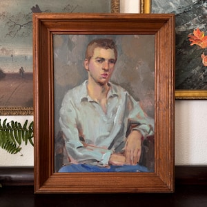 Vintage Portrait of a Man Oil Painting Vintage Portrait of a Young Man Painting Vintage Portrait Painting Vintage Man Portrait Painting