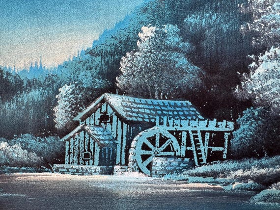 Mid-century Evening Landscape Black Velvet Painting Framed - Etsy