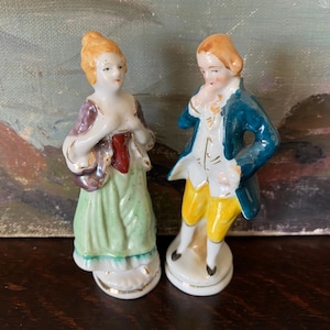FINAL SALE - 2 Vintage Occupied Japan Victorian Figures Vintage Porcelain Japan Figurines Vintage Occupied Japan Vintage Colonial Figurines